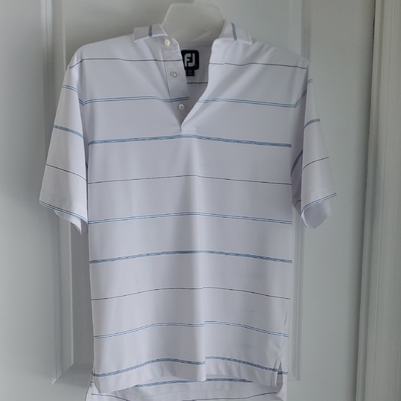 FootJoy Classic White and Blue Polo Shirt - Picture 1 of 4
